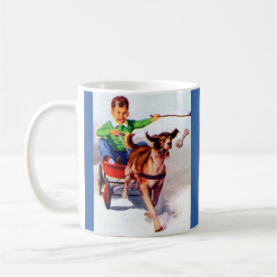 A boy and his dog cart coffee mug
