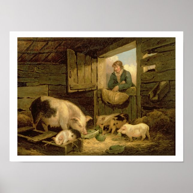A Boy Looking into a Pig Sty, 1794 (oil on canvas) Poster (Front)