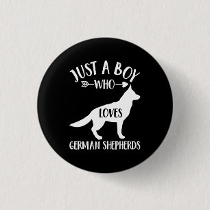 A Boy Who Loves German Shepherd 1 Inch Round Button