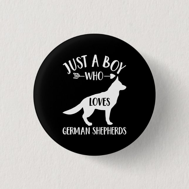 A Boy Who Loves German Shepherd 1 Inch Round Button (Front)