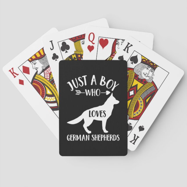 A Boy Who Loves German Shepherd Playing Cards (Back)