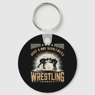 a Boy who Loves Wrestling Wrestler Martial Arts Keychain