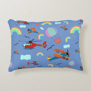 A Boys Flying Pattern on Blue Accent Pillow