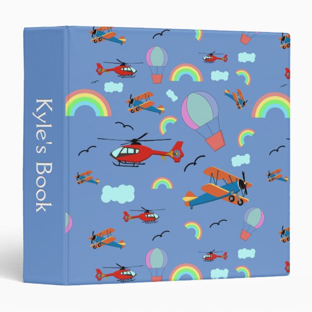 A Boys Flying Pattern on Blue Binder (Front/Spine)