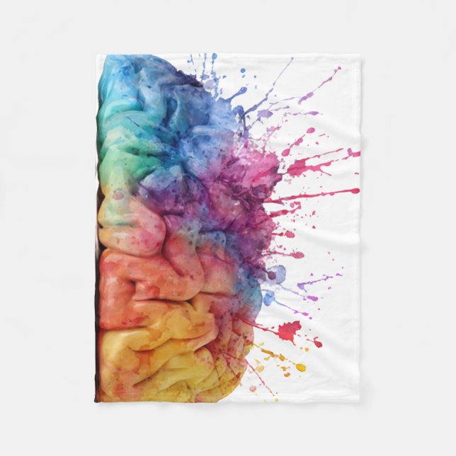 A brain divided between logical and creative sides fleece blanket (Front)