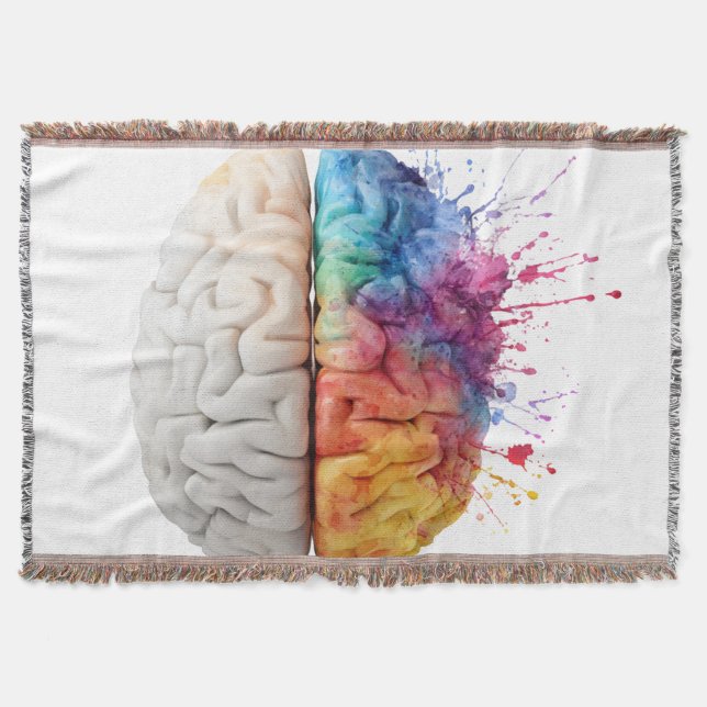 A brain divided between logical and creative sides throw blanket (Front)