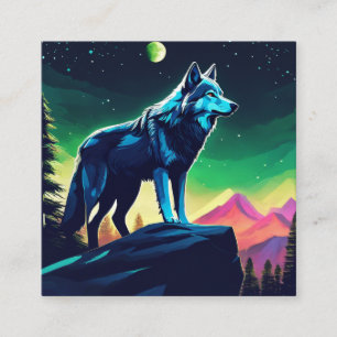 A brave wolf square business card