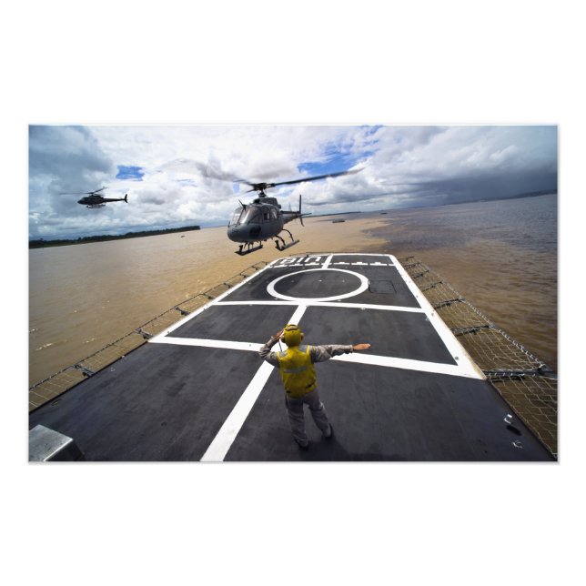 A Brazilian Eurocopter prepares to land Photo Print (Front)