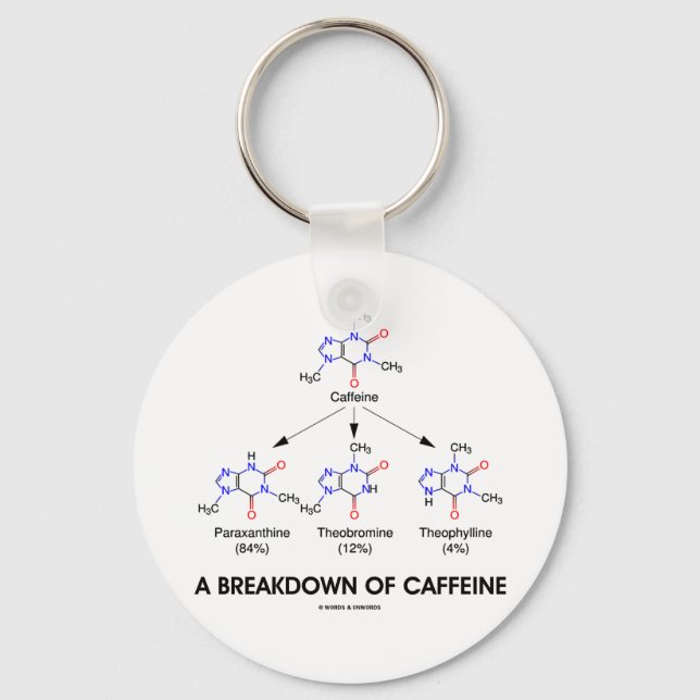 A Breakdown Of Caffeine (Chemical Molecules) Keychain (Front)