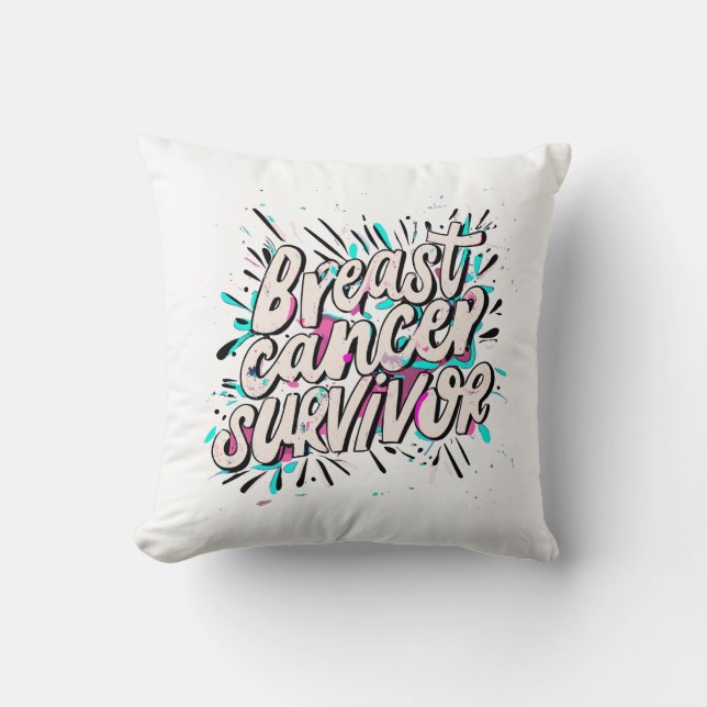 A Breast Cancer Survivor's Journey Throw Pillow (Front)