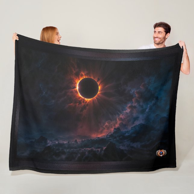 A Breathtaking Solar Eclipse AI Art by Xzendor7 Fleece Blanket (In Situ)