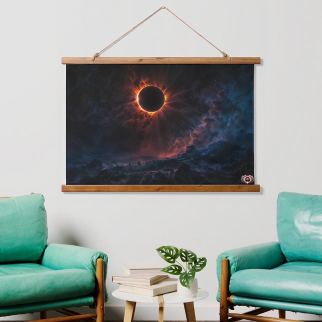 A Breathtaking Solar Eclipse AI Art by Xzendor7 Hanging Tapestry (Living Room)