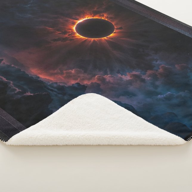 A Breathtaking Solar Eclipse AI Art by Xzendor7 Sherpa Blanket (3/4)