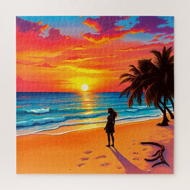 A breathtaking tropical sunset jigsaw puzzle (Vertical)