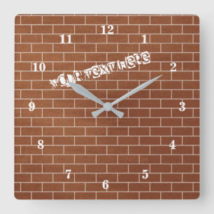 A Brick Wall - Add Your Special Text / Message Square Wall Clock