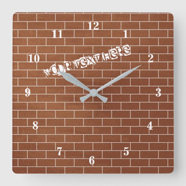 A Brick Wall - Add Your Special Text  /  Message Square Wall Clock (Front)