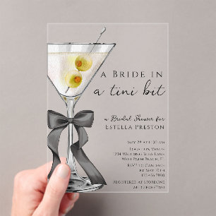 A Bride in a Tini Bit Dirty Martini Bridal Shower Acrylic Invitations