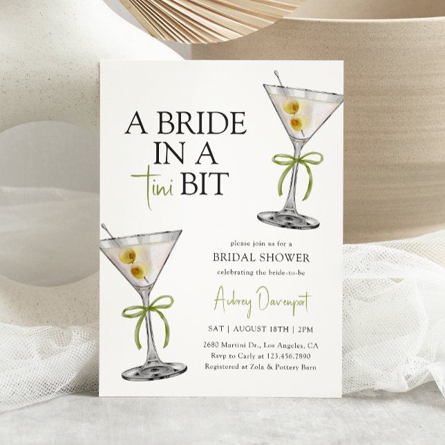 A Bride in a Tini Bit Dirty Martini Bridal Shower Invitation (Creator Uploaded)