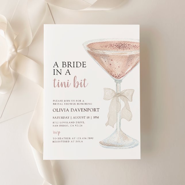 A Bride in a Tini Bit Martini Bridal Shower Invitation (Creator Uploaded)