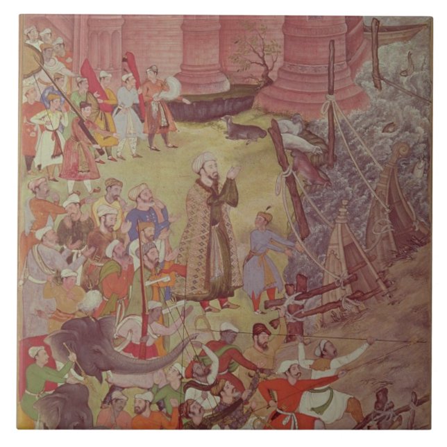 A Bridge of boats broken by Akbar (r.1556-1605) on Tile (Front)