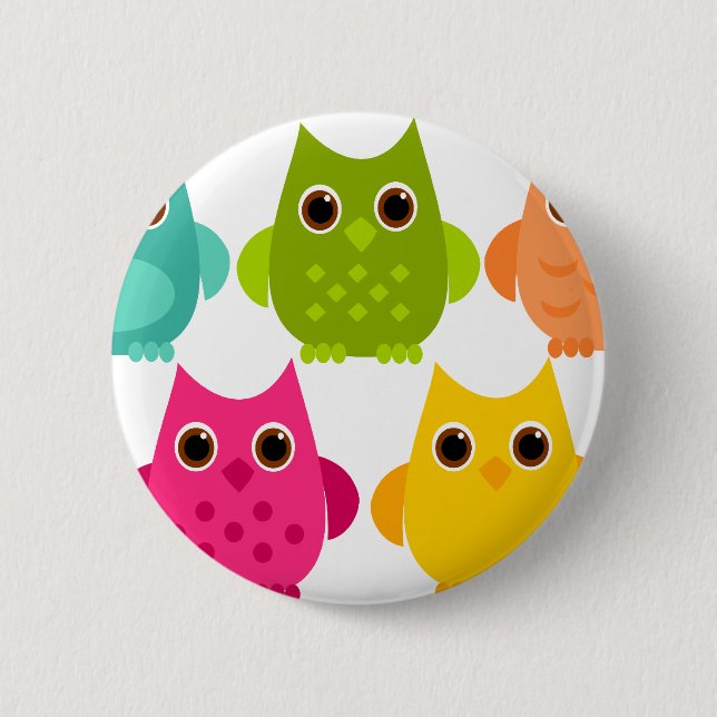 A Bright Bunch of Owls 2 Inch Round Button (Front)