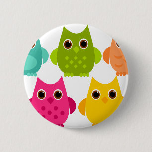 A Bright Bunch of Owls 2 Inch Round Button