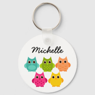 A Bright Bunch of Owls Keychain