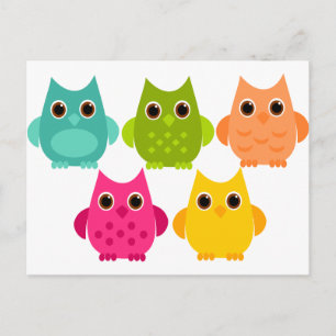 A Bright Bunch of Owls Postcard
