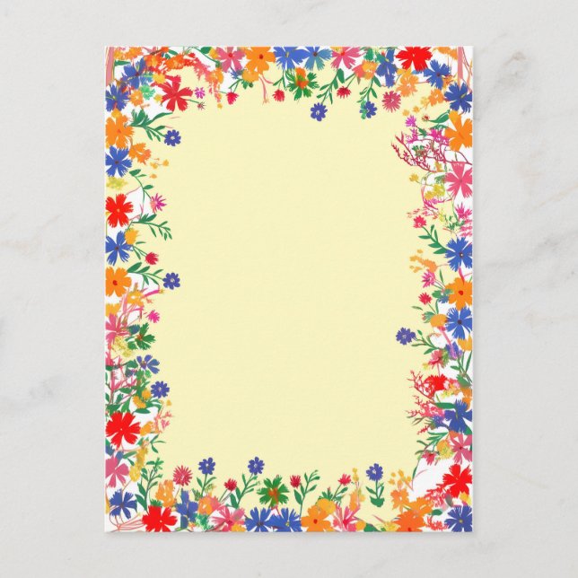 A bright, colourful floral border  postcard (Front)
