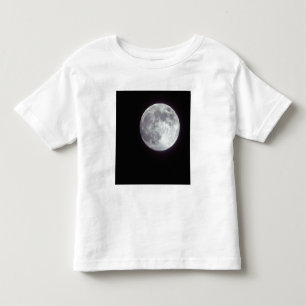 A bright full moon in a black night sky. toddler t-shirt