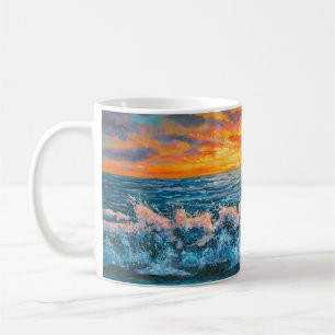 A bright sunset during a storm. An oil painting on Coffee Mug