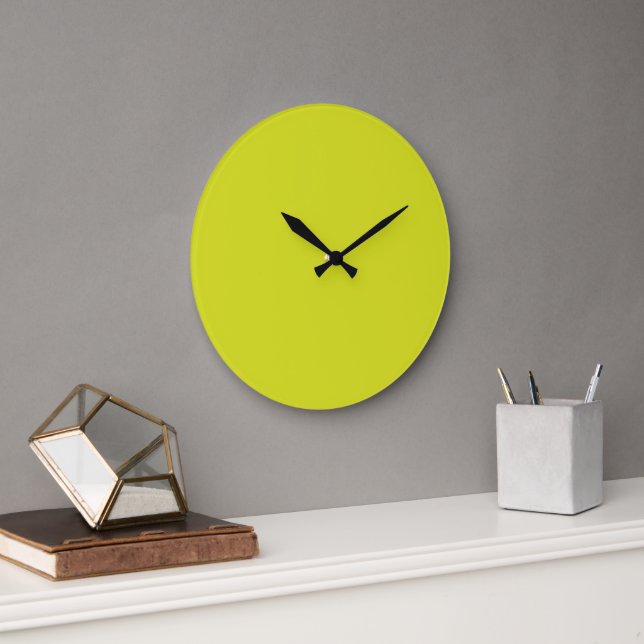 A bright yellow square with a distinct white borde large clock (Office)