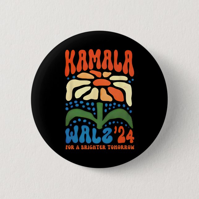 A Brighter Tomorrow Boho Aesthetic Kamala Waltz 20 2 Inch Round Button (Front)