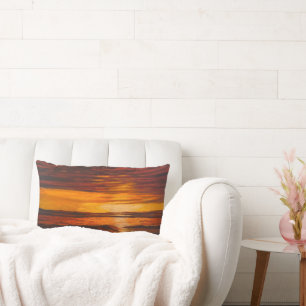 A Brillant Orange Sunset, By Gary Poling Lumbar Pillow