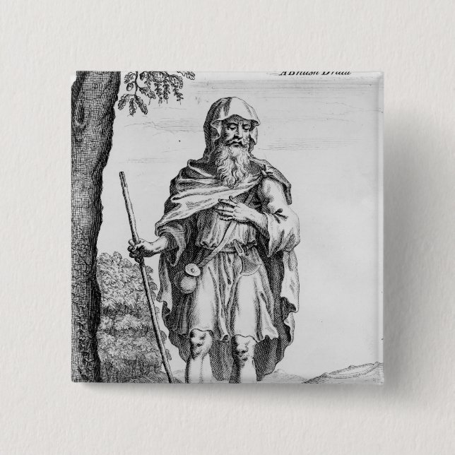 A British Druid, engraved by van der Gucht, 1723 2 Inch Square Button (Front)