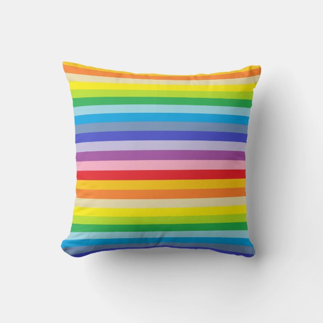 A Broader Spectrum Rainbow Stripes Throw Pillow (Front)