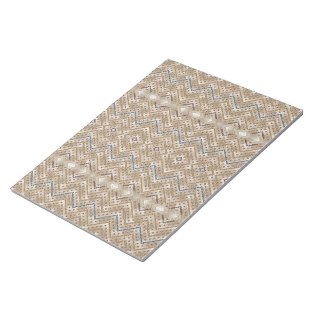 a brown and blue pattern on a white background notepad (Angled)