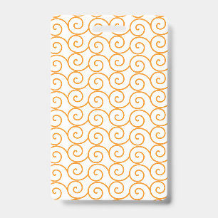 A brown and orange rug with a repeating pattern mo badge