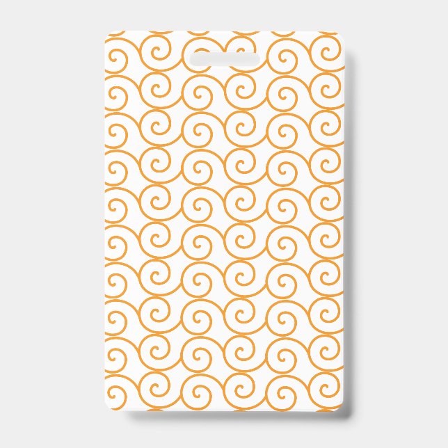 A brown and orange rug with a repeating pattern mo badge (Front)