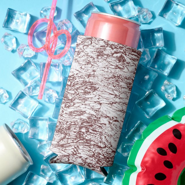 a brown and white background with a rough texture seltzer can cooler (In Situ Summer)
