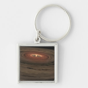 A brown dwarf surrounded by a swirling disc keychain