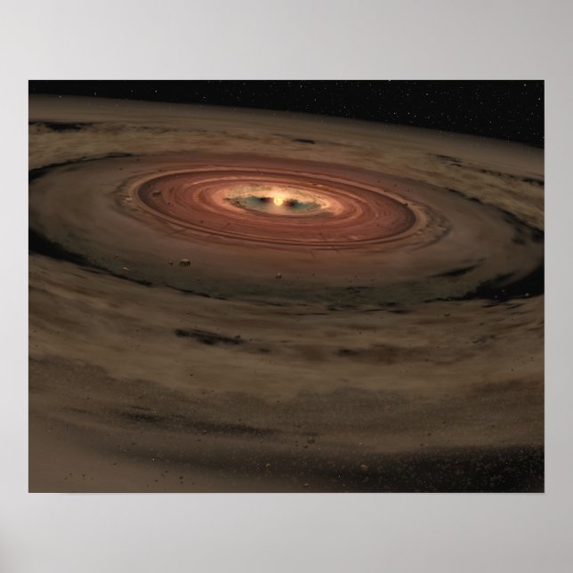 A brown dwarf surrounded by a swirling disc poster (Front)