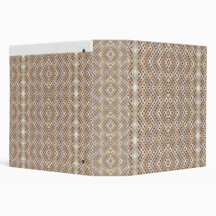 A brown rug displaying a symmetrical design featur binder