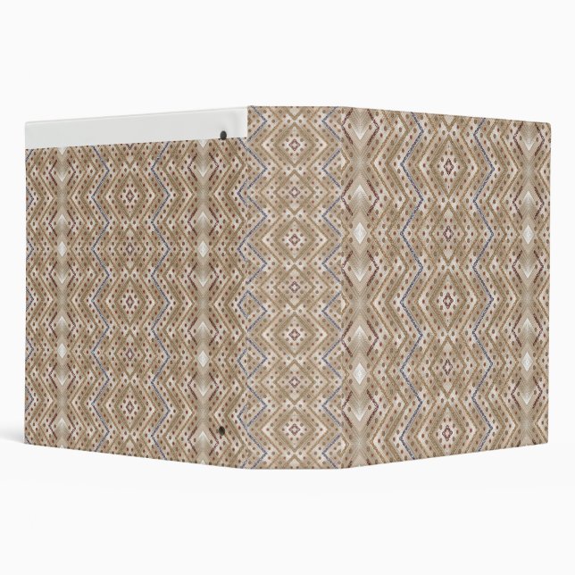 A brown rug displaying a symmetrical design featur binder (Background)