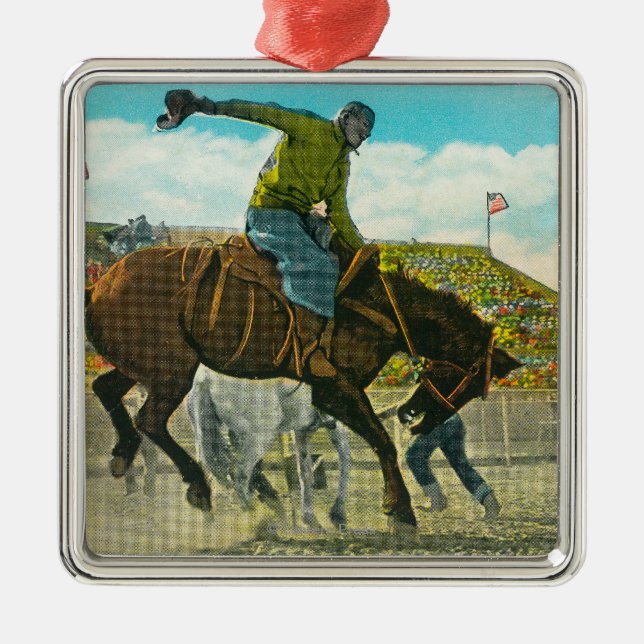 A Bucking Bronco at the Annual Salinas Rodeo Metal Ornament (Front)