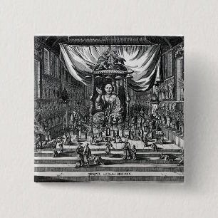 A Buddhist Temple, an illustration 2 Inch Square Button