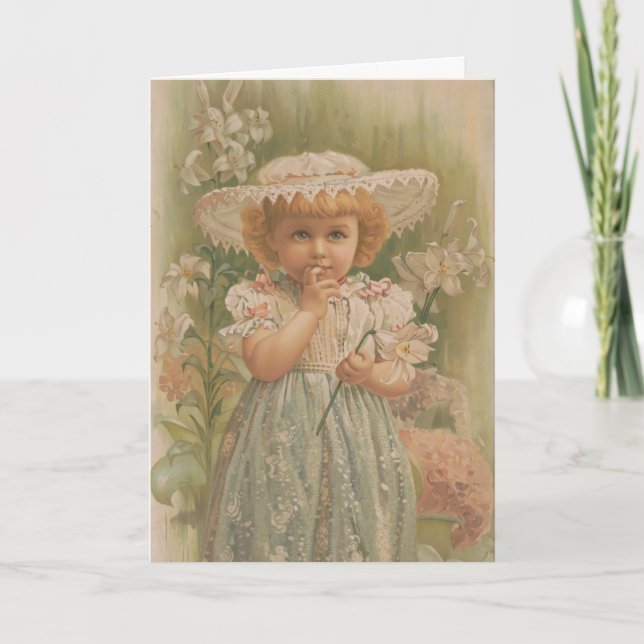 "A Budding Easter" Vintage Illustration, ca. 1890 Card (Front)