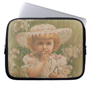 "A Budding Easter" Vintage Illustration, ca. 1890 Laptop Sleeve