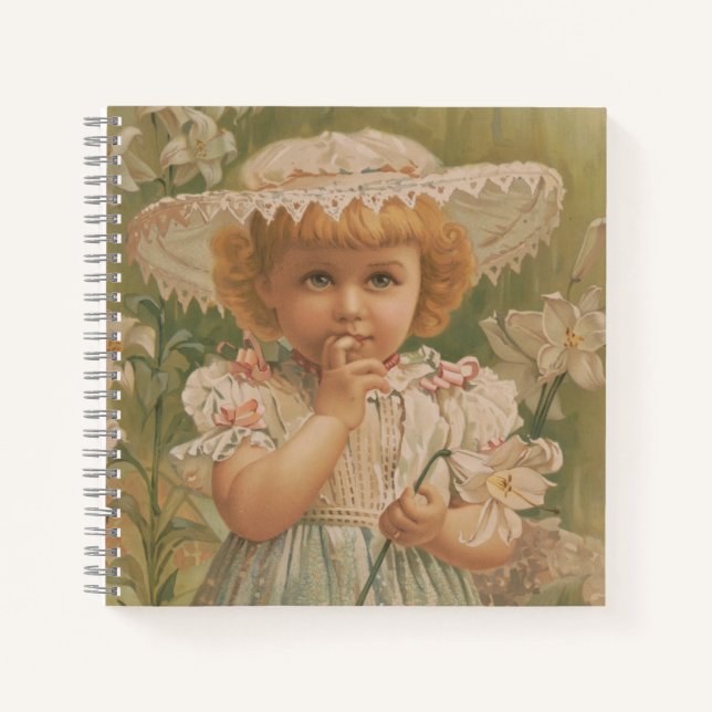 "A Budding Easter" Vintage Illustration, ca. 1890 Notebook (Front)