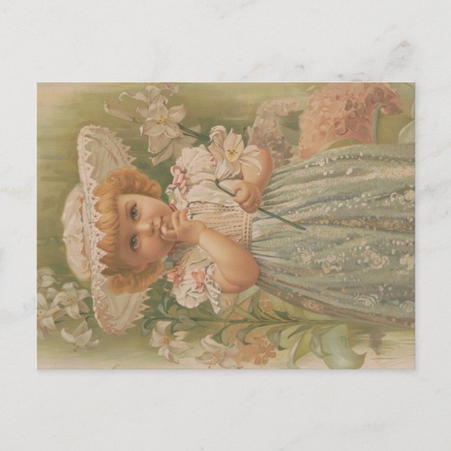 "A Budding Easter" Vintage Illustration, ca. 1890 Postcard (Front)